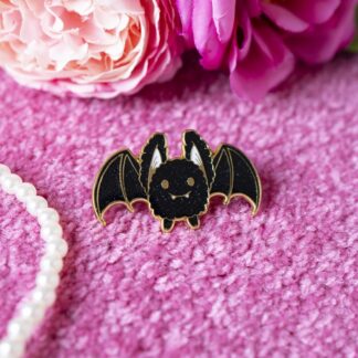 Fluffy Bat (black) enamel pin